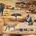 Decoratiestof Afrika Leeuw Neushoorn Buffel Cheeta Olifant