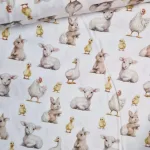 Boerderijdieren katoenstof met-schaap-konijn-eend-kip-en-kuiken-Bestel-de-leukste-boerderij-stof-Bij-makomastoffen-in-Gend-Belgie