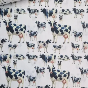 Zwart‑witte koeien katoenstof poplin De stoffenwebwinkel online in Friesland makomastoffen
