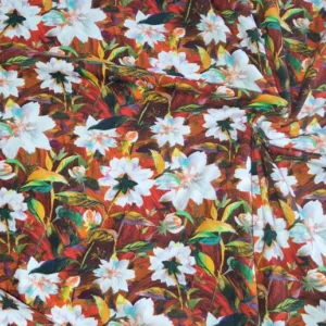 Tricotstof met lelie bloemen