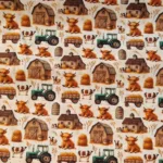 Katoenen stof met boerderijprint
