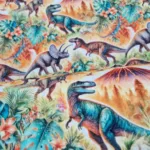 Dinausaurrussen Dieren uit de Prehistorie Bij Makomastoffen Stoffenwebwinkel op de veluwe