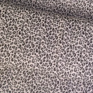 Punta tricot panterprint stof in beige en zwart Bestel Bij Makomastoffen stoffenwebwinkel Barendrecht