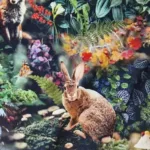 Digitale print stof met bosdieren Stoffenwebwinkel Noord Nederland Makomastoffen