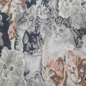 Katten Gobelin Stof met kleurrijke kattengezichten Stoffen kopen in Mijdrecht Makomastoffen webwinkel