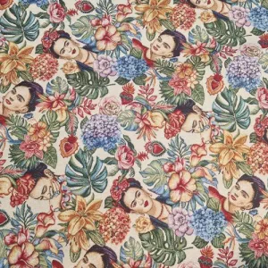 Frida Kahlo gobelin met bloemenmotief Stof kopen in Gemert Bij makomastoffen
