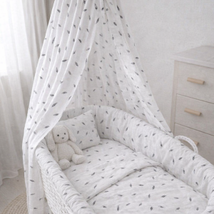 Hemeltje van wit katoen met zwarte veertjes Makomastoffen Zeeland