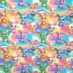 Kleurrijke konijnen tricotstof katoen‑lycra De stoffenwebwinkel van makomastoffen Kinder zelfmaakmode Haarlem