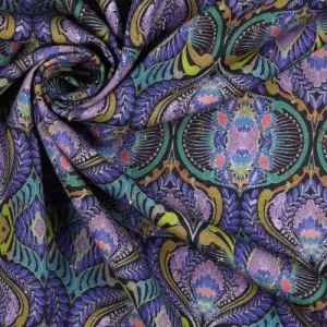 Viscose-met-Lurex-design-Leaves-in-rijke-kleuren-met-sierlijke-bladmotieven-Bij-Makomastoffen