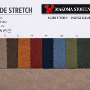 Suede Stretch stof in diverse kleuren Bij makomastoffen stoffenwebwinkel Nederland