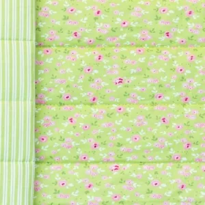 Gewatteerde katoen stof dubbelzijdig streep bloemetje groen roze