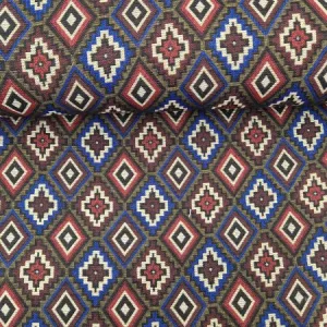 Gobelin zigzag diamant patroon rood blauw beige bestel in de stoffenwebwinkel