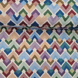 Jacquard gobelin zigzag patroon multicolor Stoffen voor woondecoratie Makoma