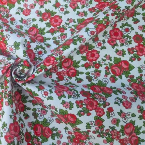 Klassieke bloemen katoen stof rood groen stoffenwebwinkel Urk