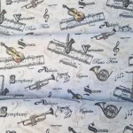Muziek katoen stof muziekinstrumenten print met noten