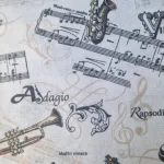Stof met Muziek noten Stoffenwebwinkel Makoma Drenthe