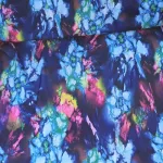 Terlenka stof kreukvrij bloemenprint blauw groen roze geel