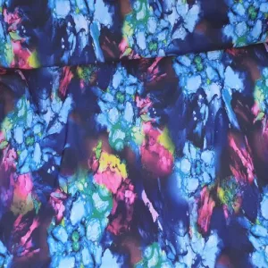 Terlenka stof kreukvrij bloemenprint blauw groen roze geel