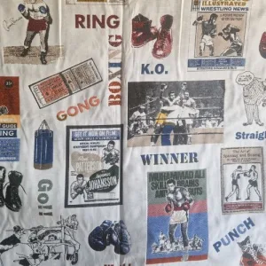 Muhammad Ali Boxing Gobelin stof voor woondecoratie boks motief Makomastoffen
