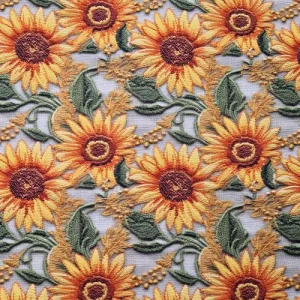 Zonnebloemen katoen digitaal geprint decoratiestof in warme Van Gogh stijl