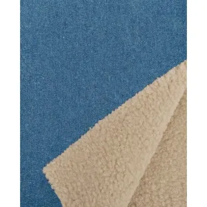 Denim teddy stof lichtblauw met zachte beige binnenkant Stoffen Drenthe