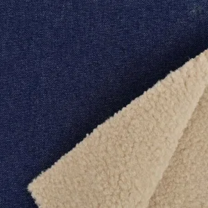 Denim met teddy binnenkant kleur donker Blauw Stoffenwebwinkel Drenthe