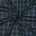 Tartan Ruitstof met klassieke Schotse ruit in zwart groen en donkerblauw