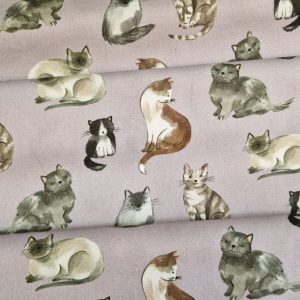 Katoen katten stof grijs