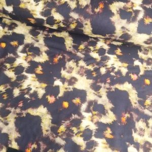 softshell panter stof geel zwart dierenprint voor warme kleding
